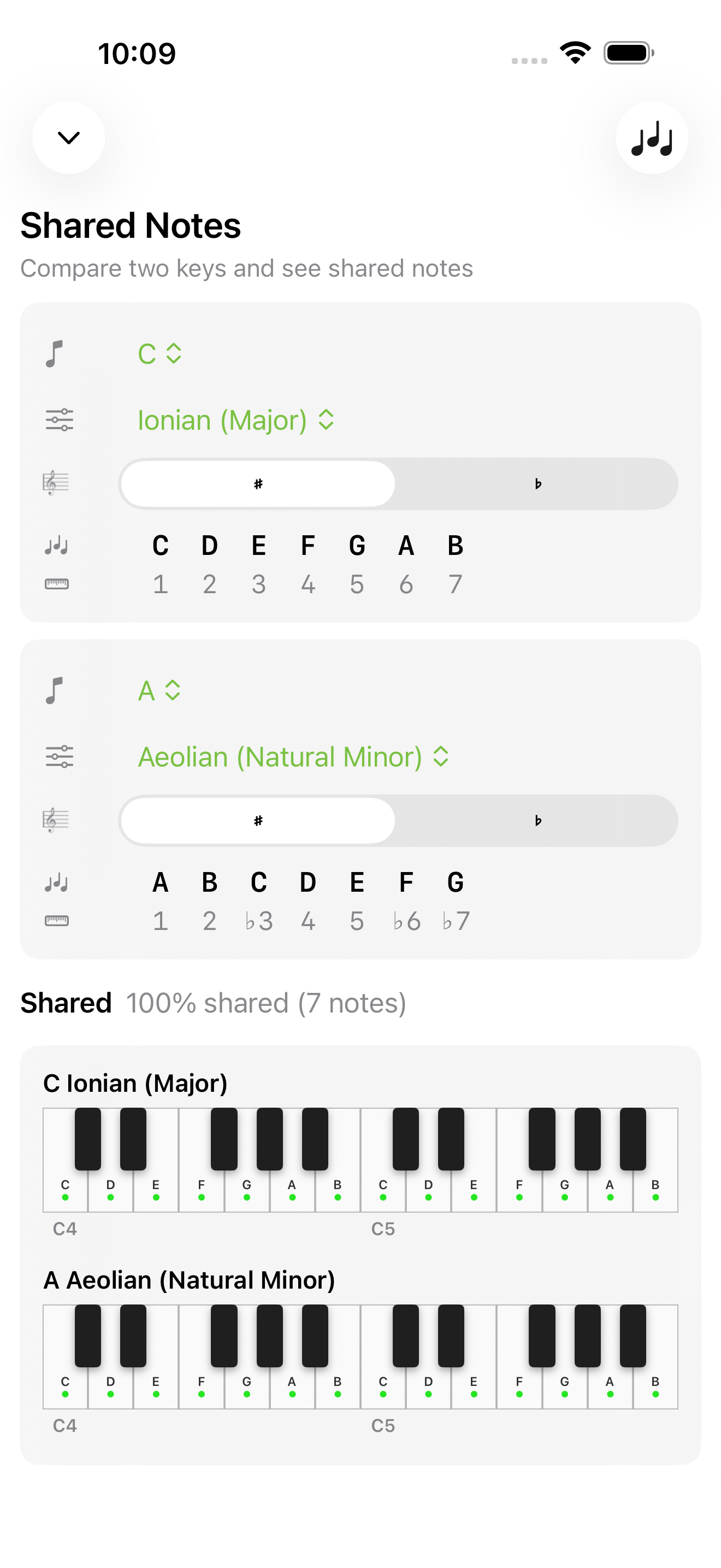 Shared Notes screen on iPhone
